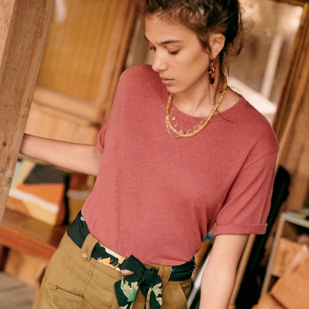 Sezane Pink Short Sleeve Tee